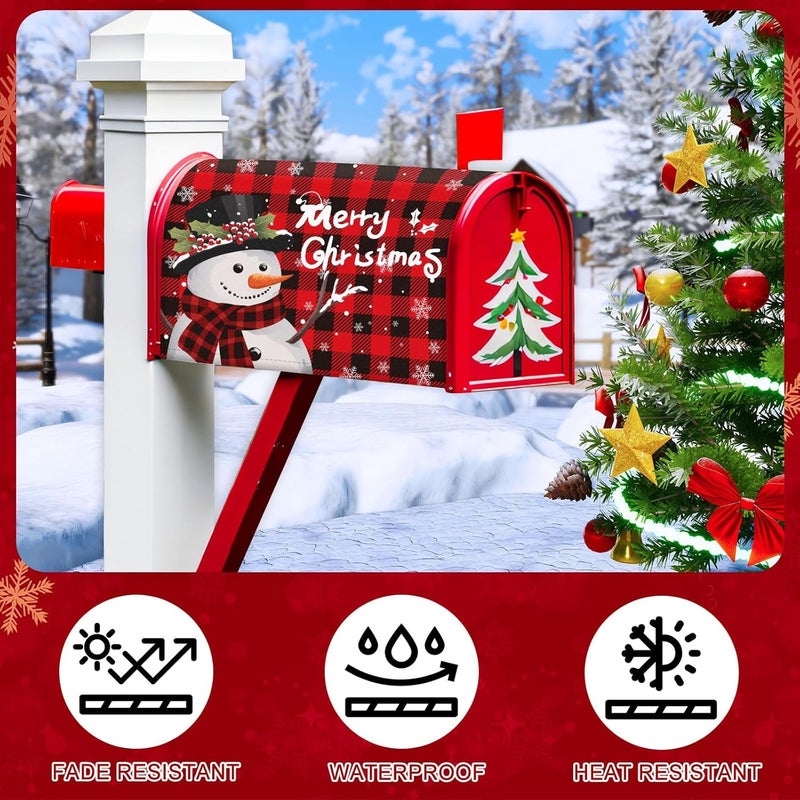 MOUNTCLIM Merry Christmas Mailbox Cover Magnetic Standard 21" x 18", Snowman Winter Mailbox Wrap Post Letter Box Decor for Home Outdoor Garden Holiday - Image 4